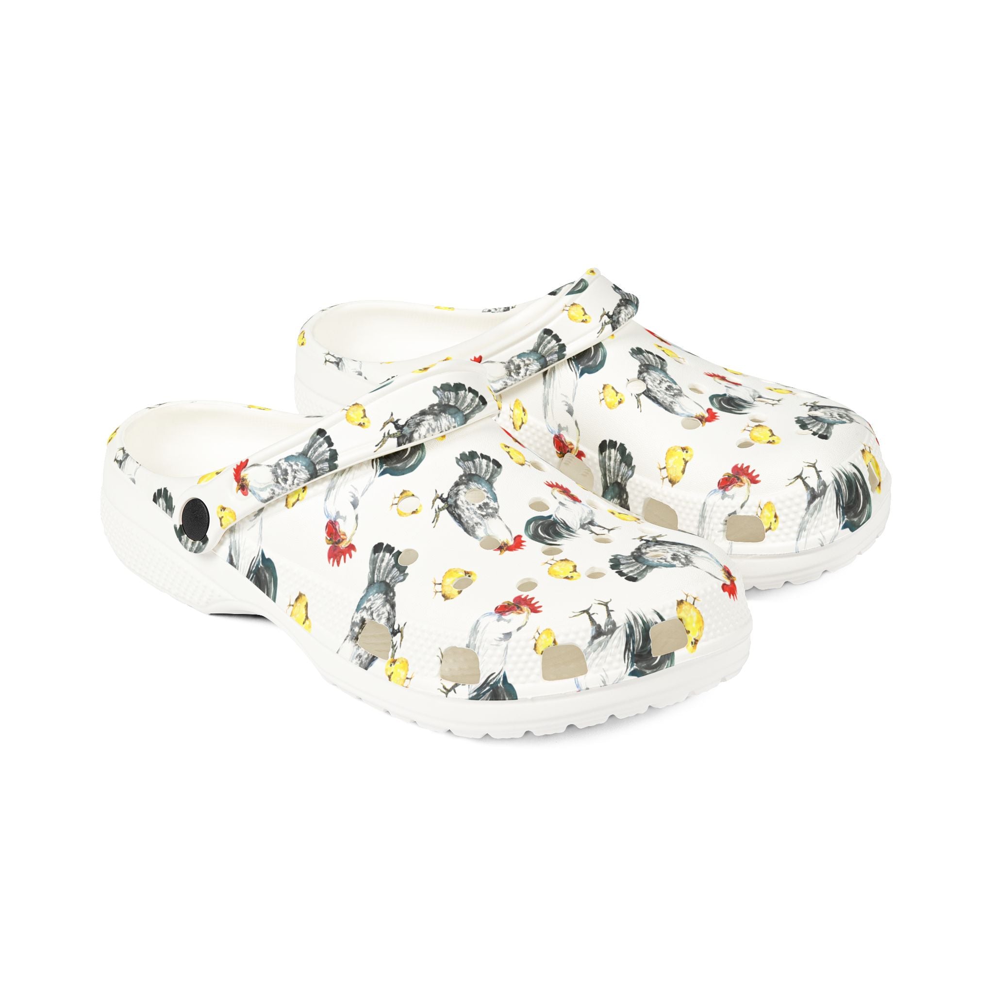 Chicken Flock Family Print EVA Clogs – Farm Life Chicken Shoes, Backyard Chicken Slip-On, Homestead Comfort Clogs
