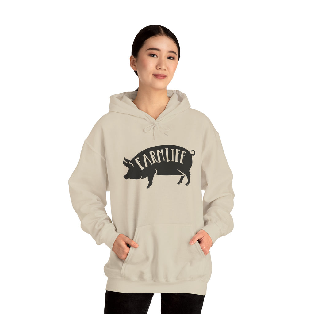 Farmhouse Pig Silhouette Hoodie – Farm Life Sweatshirt, Pig Lover Pullover, Homestead Hoodie, Mini Pig Apparel, Farm Animal Hoodie, Country Living Unisex Hoodie