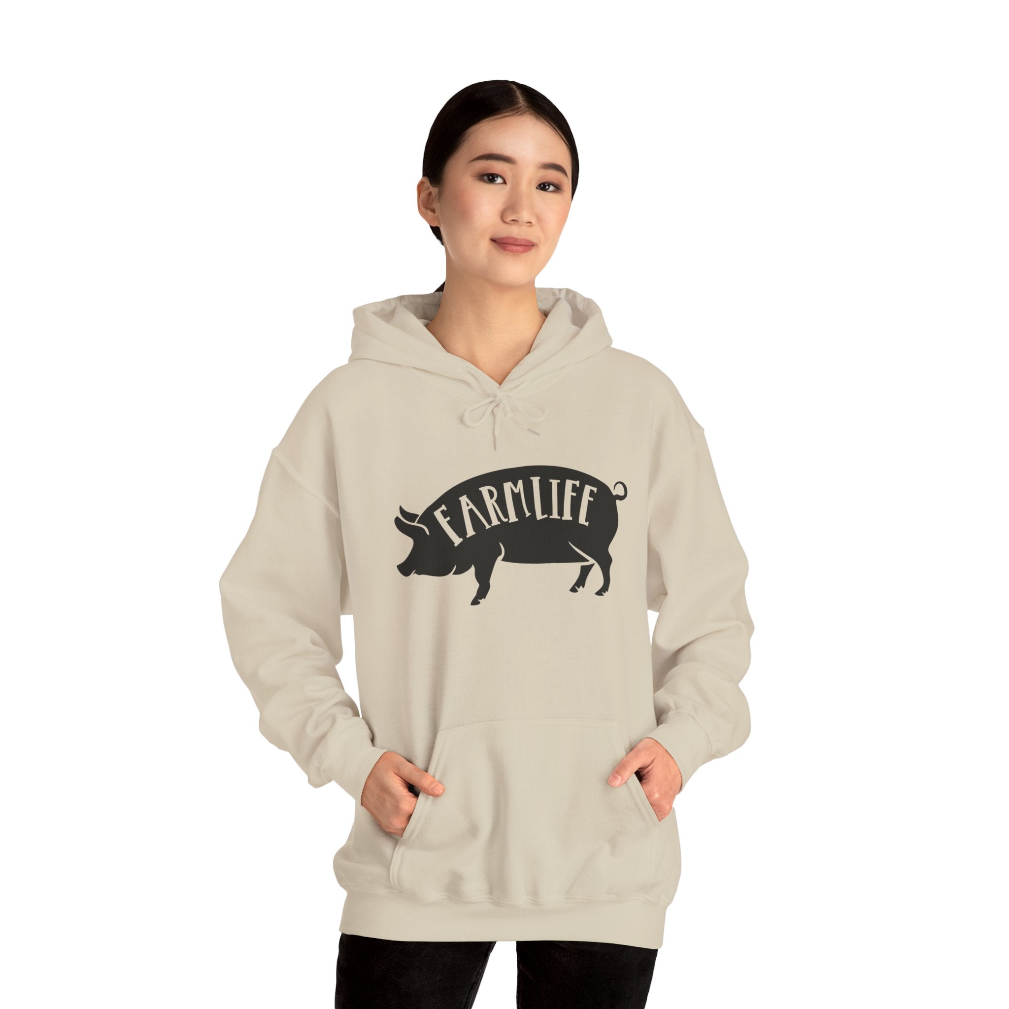 Farmhouse Pig Silhouette Hoodie – Farm Life Sweatshirt, Pig Lover Pullover, Homestead Hoodie, Mini Pig Apparel, Farm Animal Hoodie, Country Living Unisex Hoodie