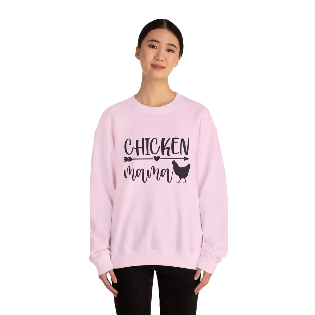 Chicken Mama Sweatshirt – Farmhouse Chicken Mom Crewneck, Rustic Homestead Pullover, Unisex Gildan 18000