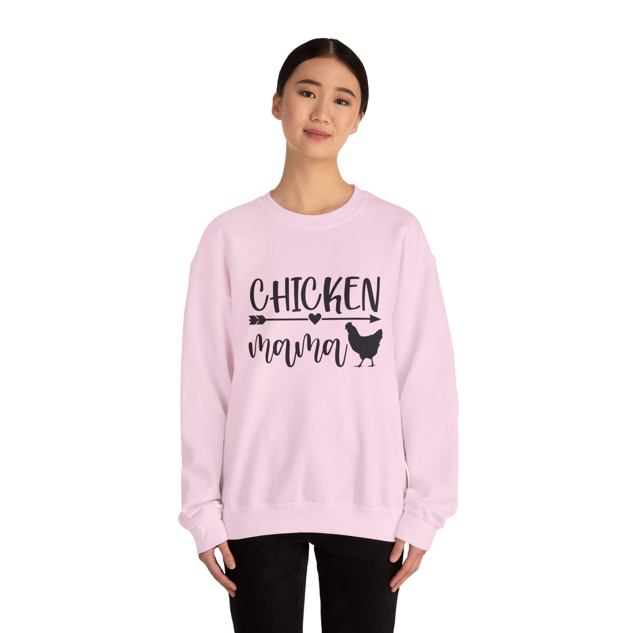 Chicken Mama Sweatshirt – Farmhouse Chicken Mom Crewneck, Rustic Homestead Pullover, Unisex Gildan 18000