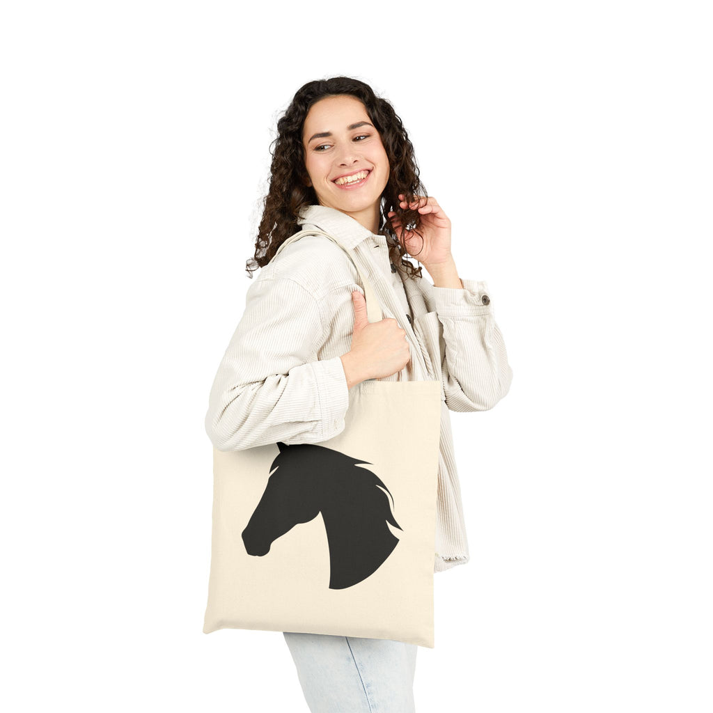 Horse Head Silhouette Canvas Tote Bag | Equestrian Farm Tote | Minimalist Horse Lover Market Bag | Rustic Farmhouse Country Tote