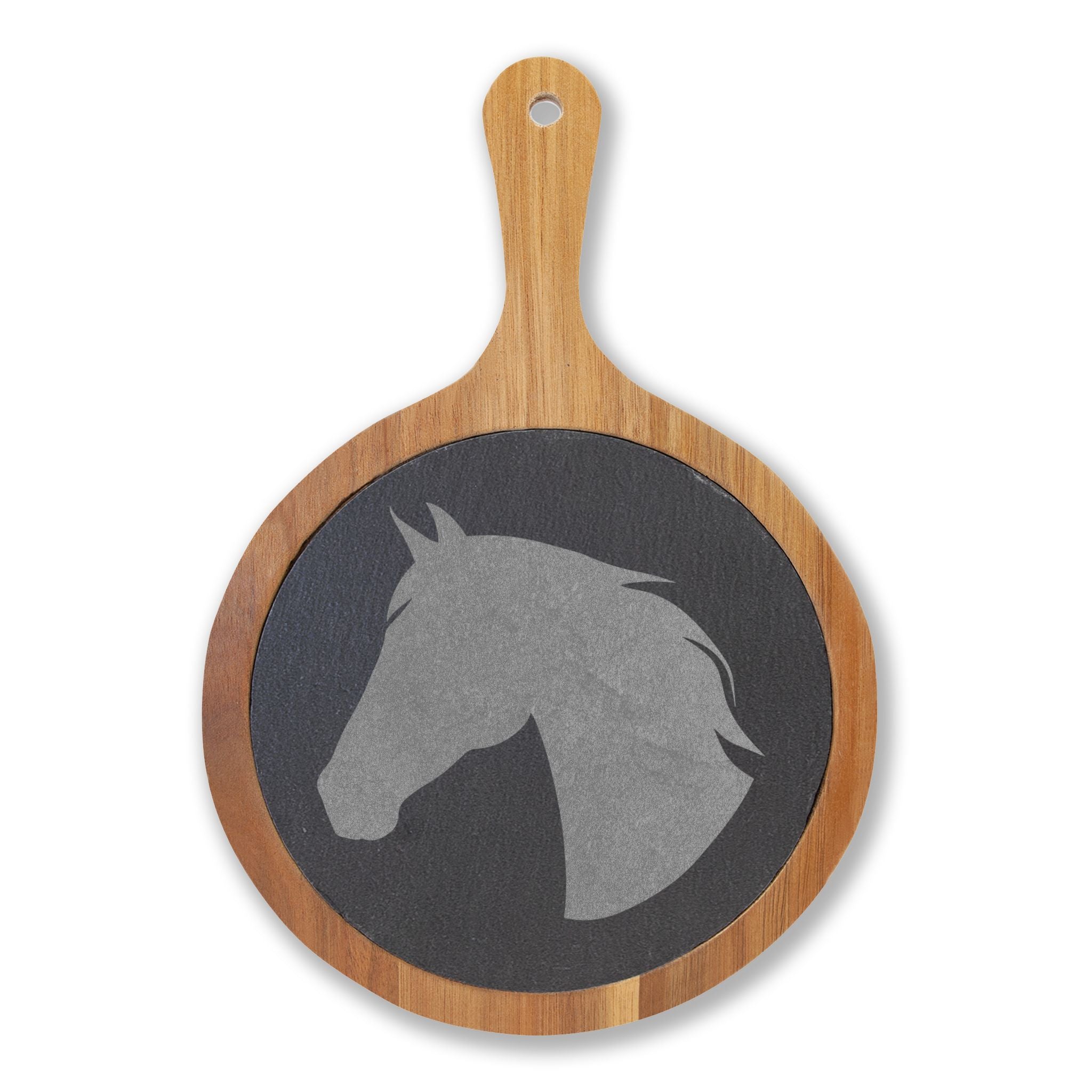 Horse Engraved Charcuterie Board Set | Slate Cheese Board with Knives | Farmhouse Equestrian Serving Board | Rustic Ranch Kitchen Gift
