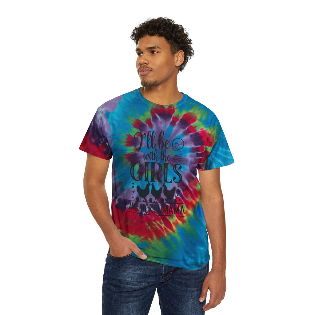 I’ll Be With the Girls Chicken Mama Tie-Dye T-Shirt – Funny Chicken Mom Tee, Farm Girl Shirt, Backyard Chicken Lover Apparel