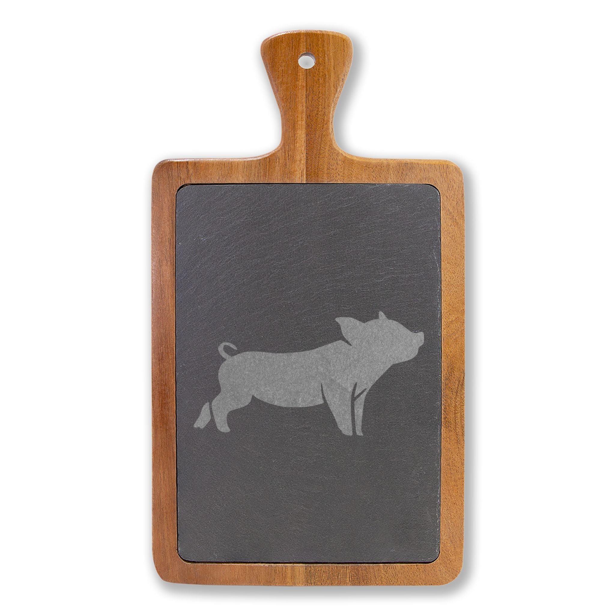 Piglet Engraved Charcuterie Board Set | Farmhouse Slate Cheese Board with Knives | Rustic Farm Kitchen Serving Board | Homestead Pig Lover Gift