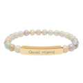 Quail Mama Natural Stone Stretch Bracelet – Engraved Quail Lover Jewelry, Coturnix Quail Gift, Rustic Homestead Bracelet