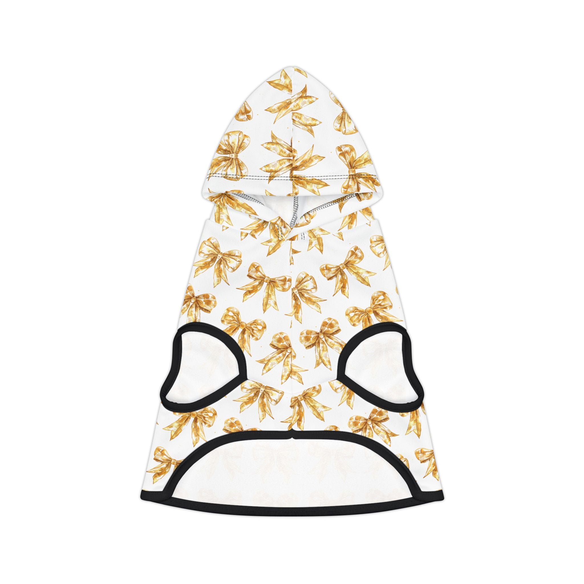 Gold Coquette Bows Cute Pet Hoodie - Adorable Puppy Sweater, Small Dog Outfit, Furry Friend Gift, Pet Apparel, Animal Lover Present