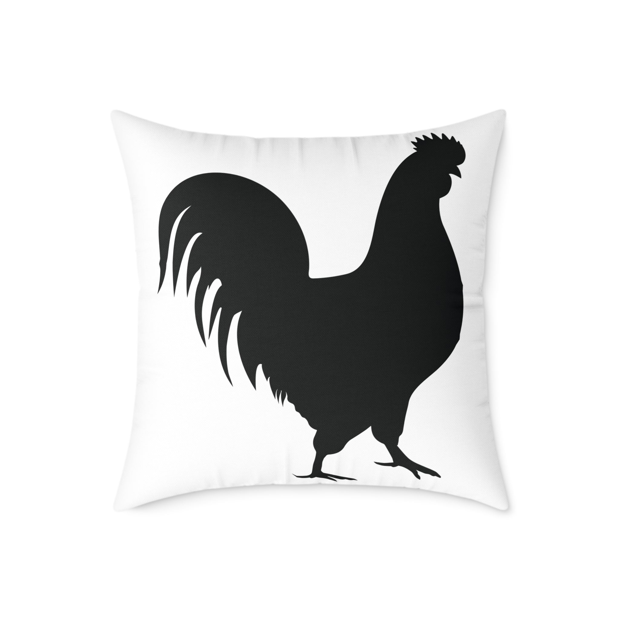 Farmhouse Rooster Silhouette Throw Pillow – Rustic Chicken Decor Cushion, Neutral Country Homestead Accent Pillow