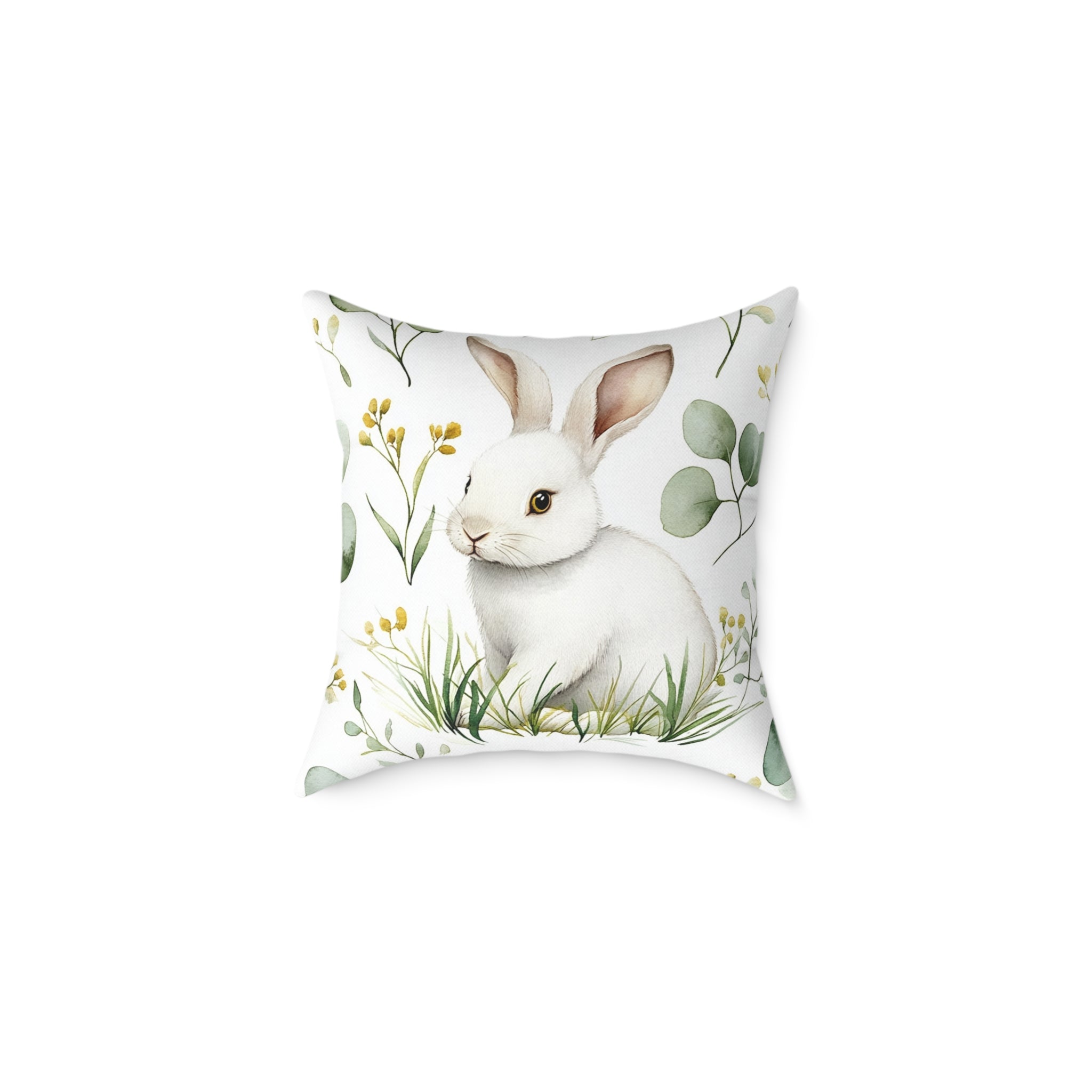 White Bunny Throw Pillow | Cottagecore Rabbit Accent Pillow | Farmhouse Bunny Decor Cushion | Woodland Rabbit Home Decor | Gumpert Homestead