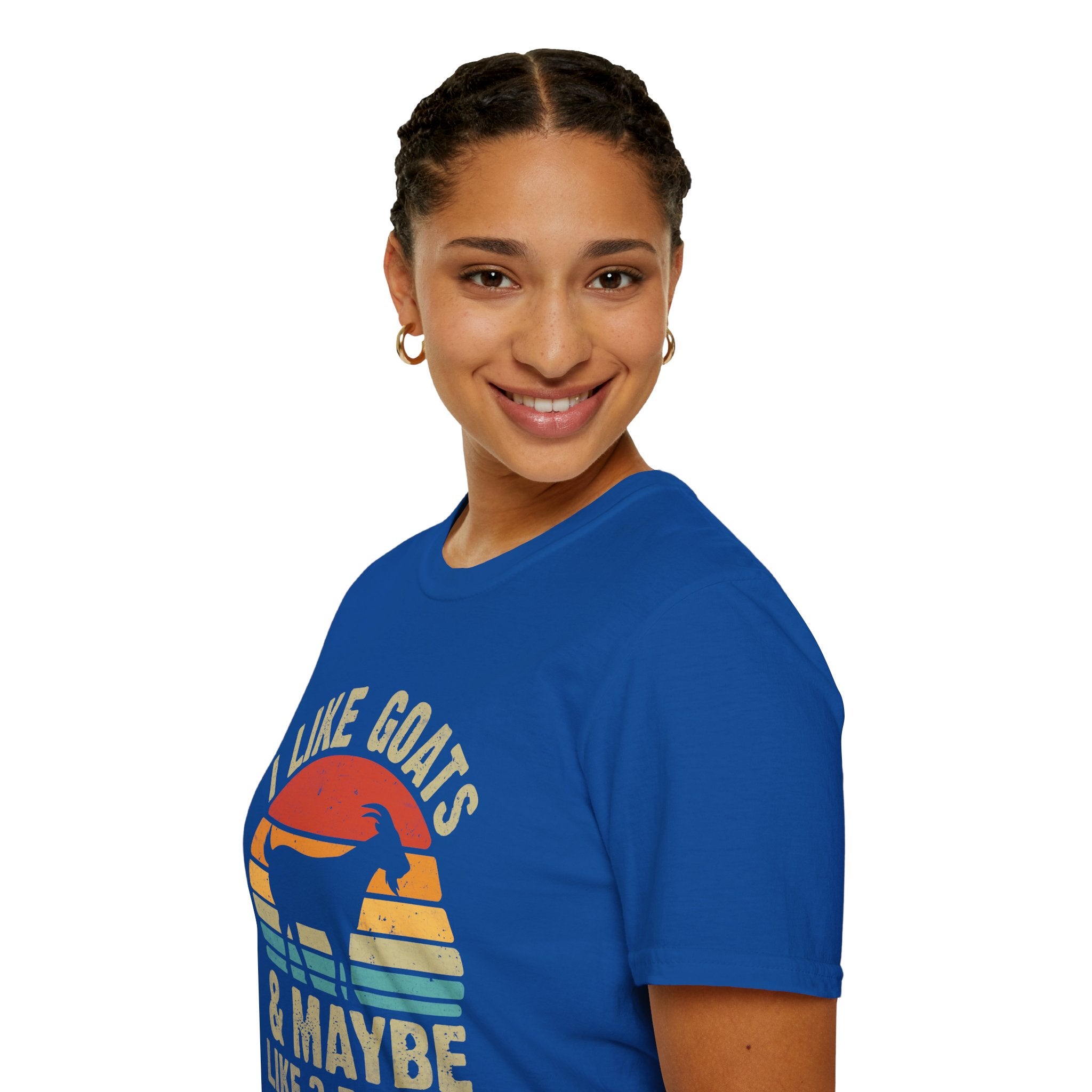 “I Like Goats & Maybe Like 3 People” Vintage Goat Lover Unisex Softstyle T-Shirt | Funny Farm Life Tee