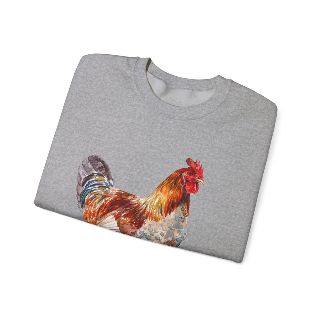 Easter Egger Rooster Sweatshirt – Farmhouse Chicken Crewneck, Colorful Ameraucana-Style Rooster Pullover, Homestead Apparel