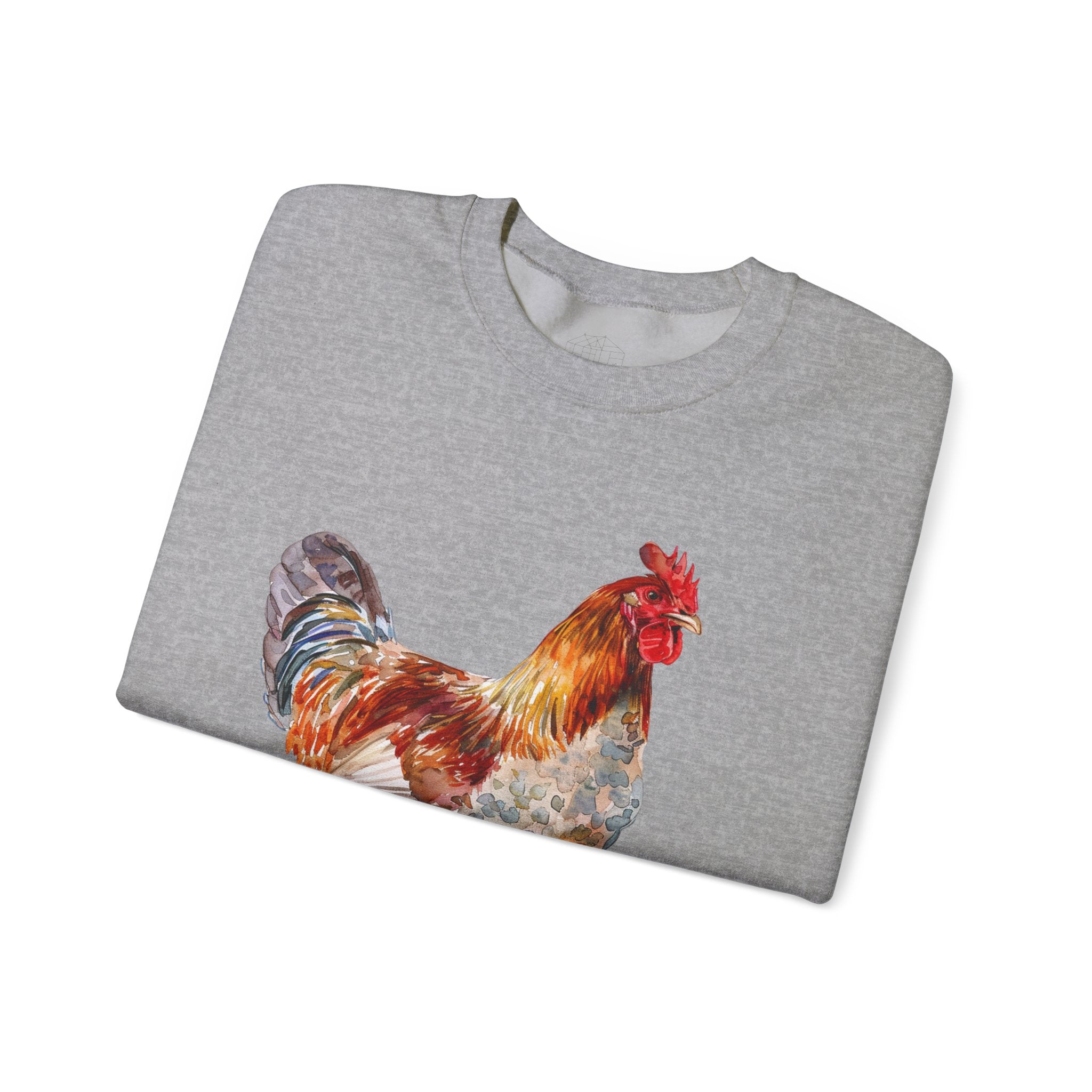 Easter Egger Rooster Sweatshirt – Farmhouse Chicken Crewneck, Colorful Ameraucana-Style Rooster Pullover, Homestead Apparel