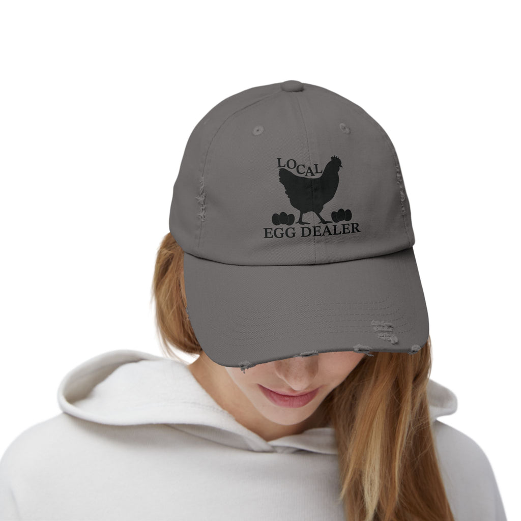 Local Egg Dealer Distressed Baseball Cap – Funny Chicken Hat, Farm Fresh Egg Seller Cap, Backyard Chicken Keeper Hat, Homestead Humor Gift