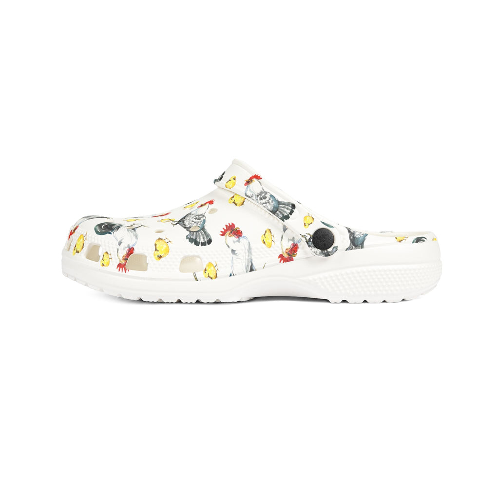 Chicken Flock Family Print EVA Clogs – Farm Life Chicken Shoes, Backyard Chicken Slip-On, Homestead Comfort Clogs