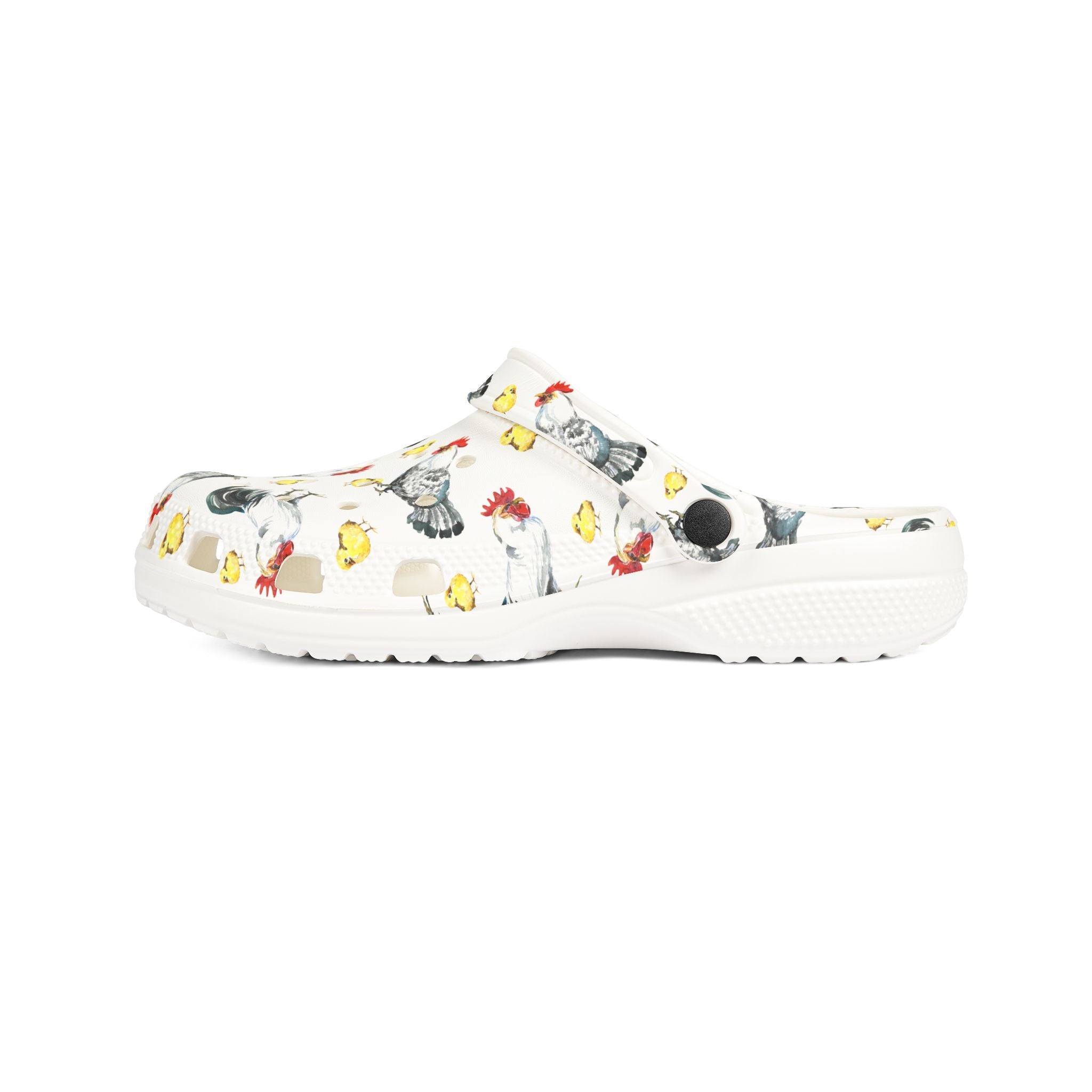 Chicken Flock Family Print EVA Clogs – Farm Life Chicken Shoes, Backyard Chicken Slip-On, Homestead Comfort Clogs