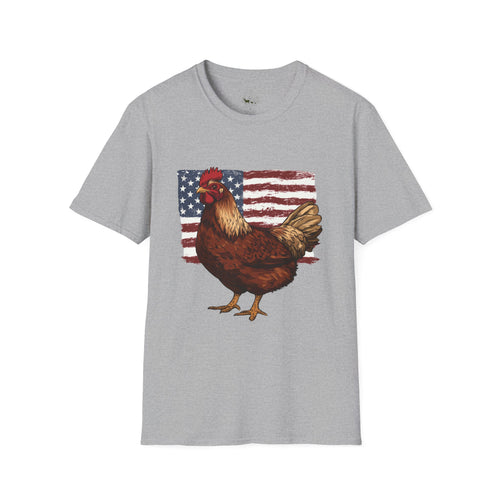 American Flag Chickens T-Shirt – American Flag Hen Shirt, Farm Life Tee, 4th of July Chicken Shirt, Backyard Chicken Keeper Gift, Homestead Farm Apparel