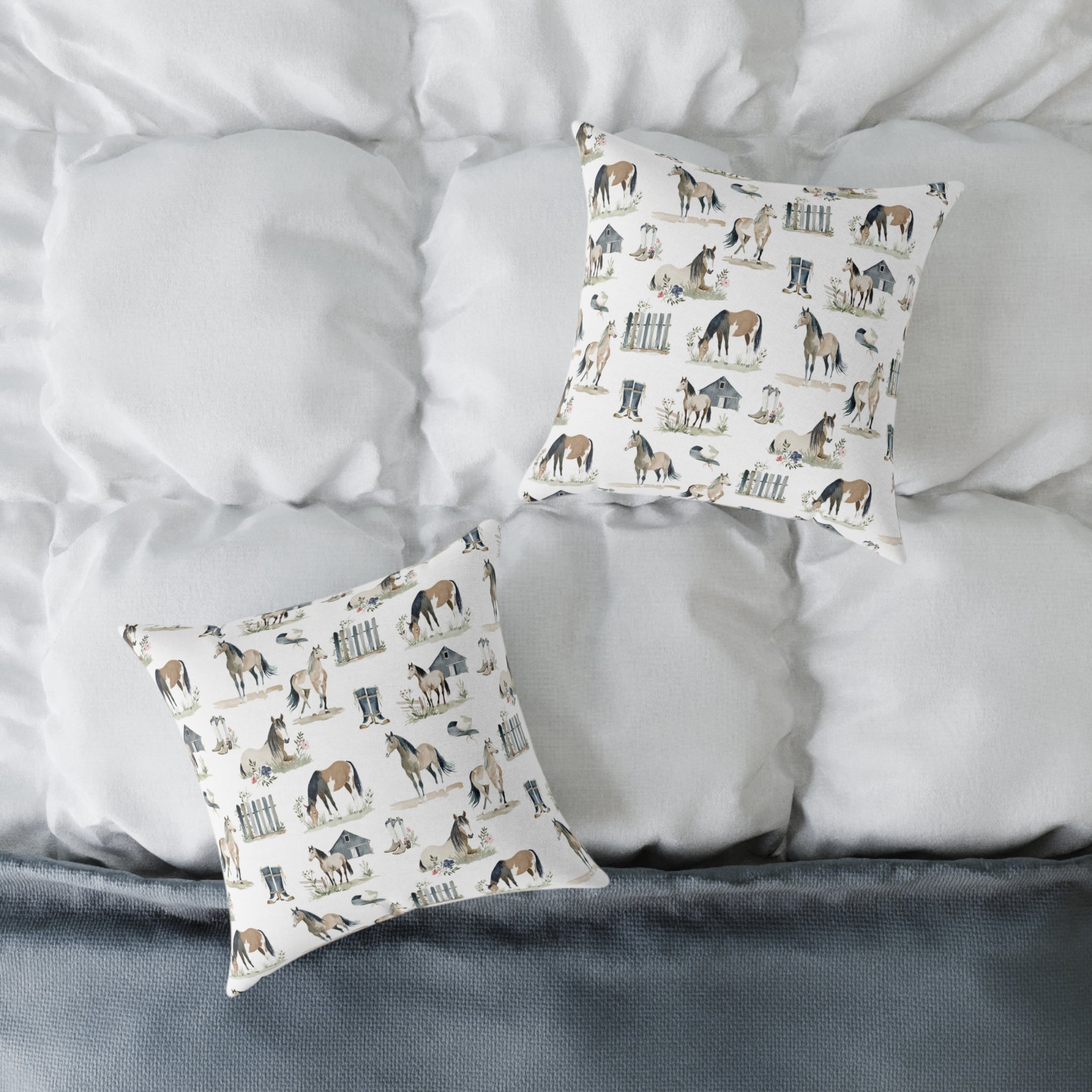 Farmhouse Horse Throw Pillow | Rustic Equestrian Accent Pillow | Cottagecore Horse Decor Cushion | Western Country Home Decor | Gumpert Homestead