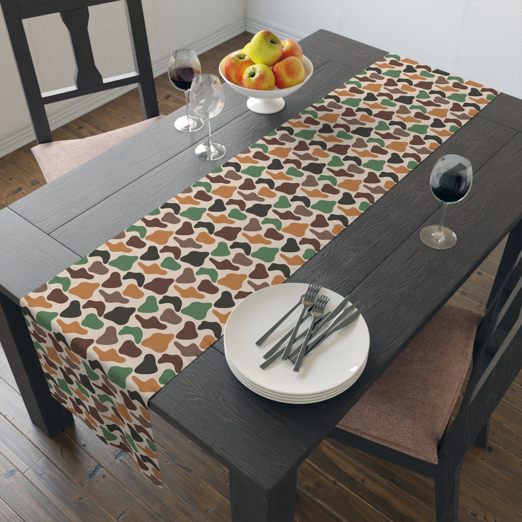 Duck Camo Farmhouse Table Runner | Rustic Waterfowl Kitchen Decor | Country Duck Print Dining Table Linen | Homestead Farm Table Runner