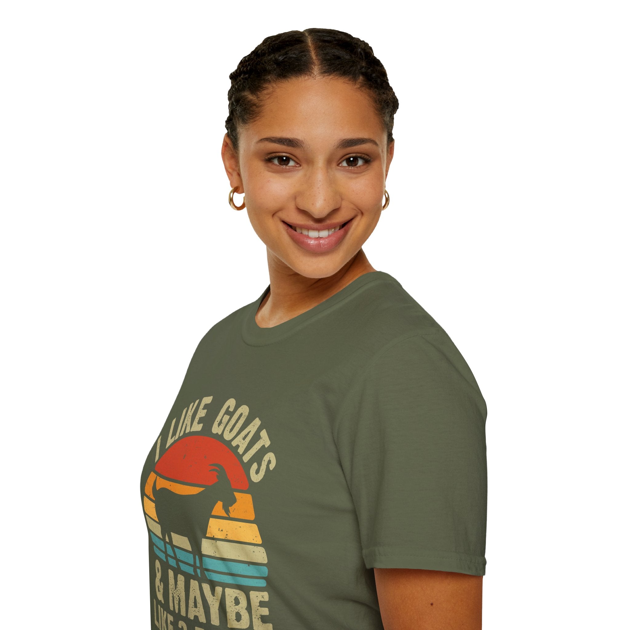 “I Like Goats & Maybe Like 3 People” Vintage Goat Lover Unisex Softstyle T-Shirt | Funny Farm Life Tee