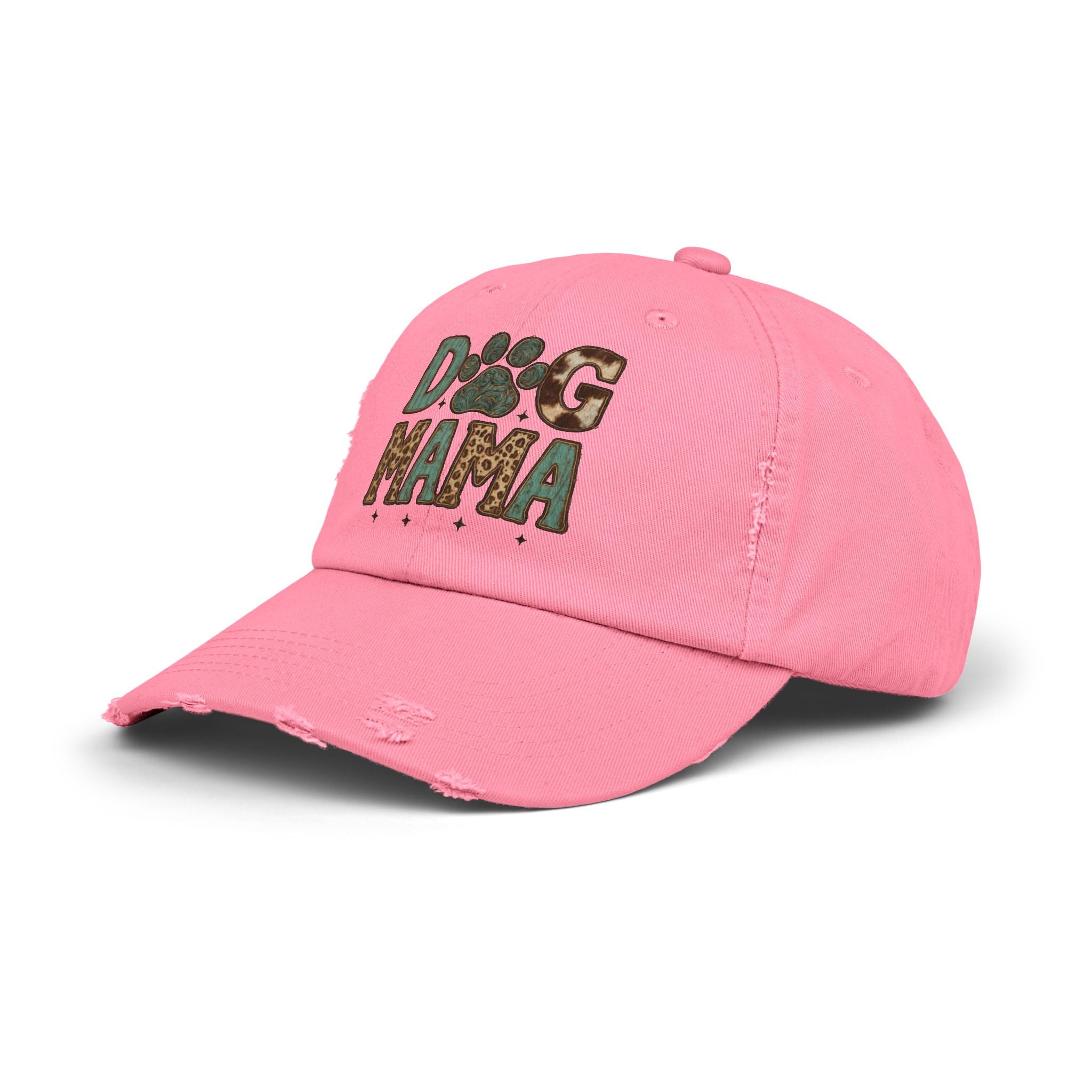 Dog Mama Distressed Baseball Cap – Vintage Dog Mom Hat, Farmhouse Pet Lover Cap, Washed Cotton Casual Hat