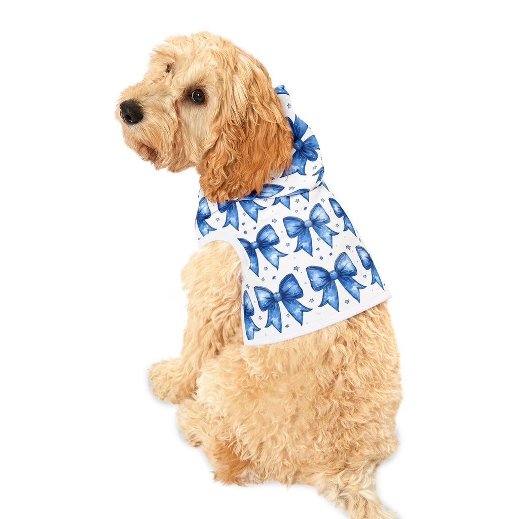 Blue Coquette Bows Cute Pet Hoodie - Adorable Puppy Sweater, Small Dog Outfit, Furry Friend Gift, Pet Apparel, Animal Lover Present