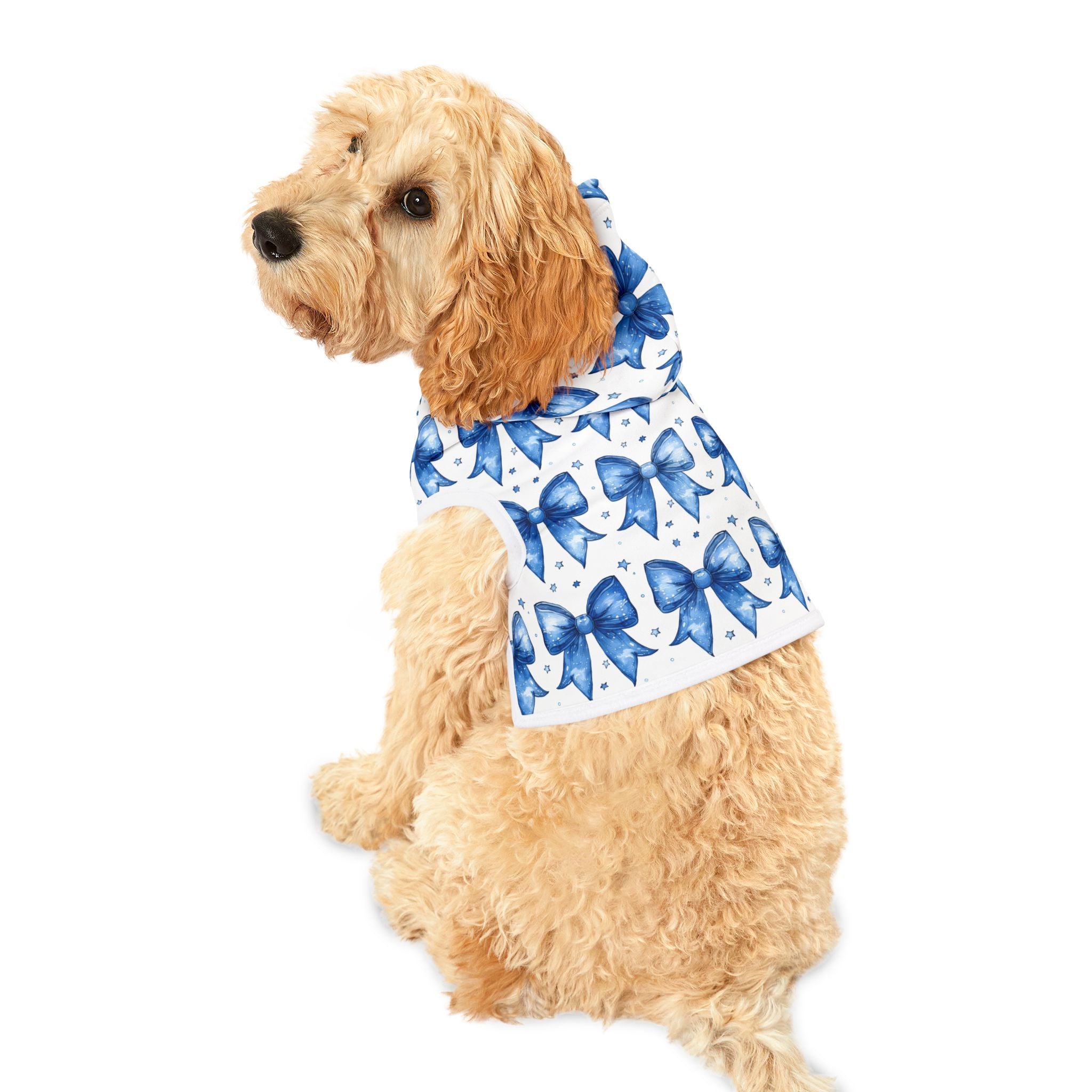 Blue Coquette Bows Cute Pet Hoodie - Adorable Puppy Sweater, Small Dog Outfit, Furry Friend Gift, Pet Apparel, Animal Lover Present