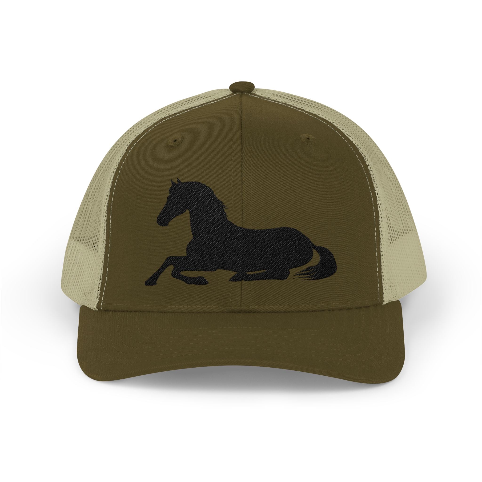 Resting Horse Trucker Hat | Laying Horse Silhouette Mesh Snapback Cap | Western Ranch Horse Lover Hat | Rustic Farm Life Cowboy Cowgirl Cap