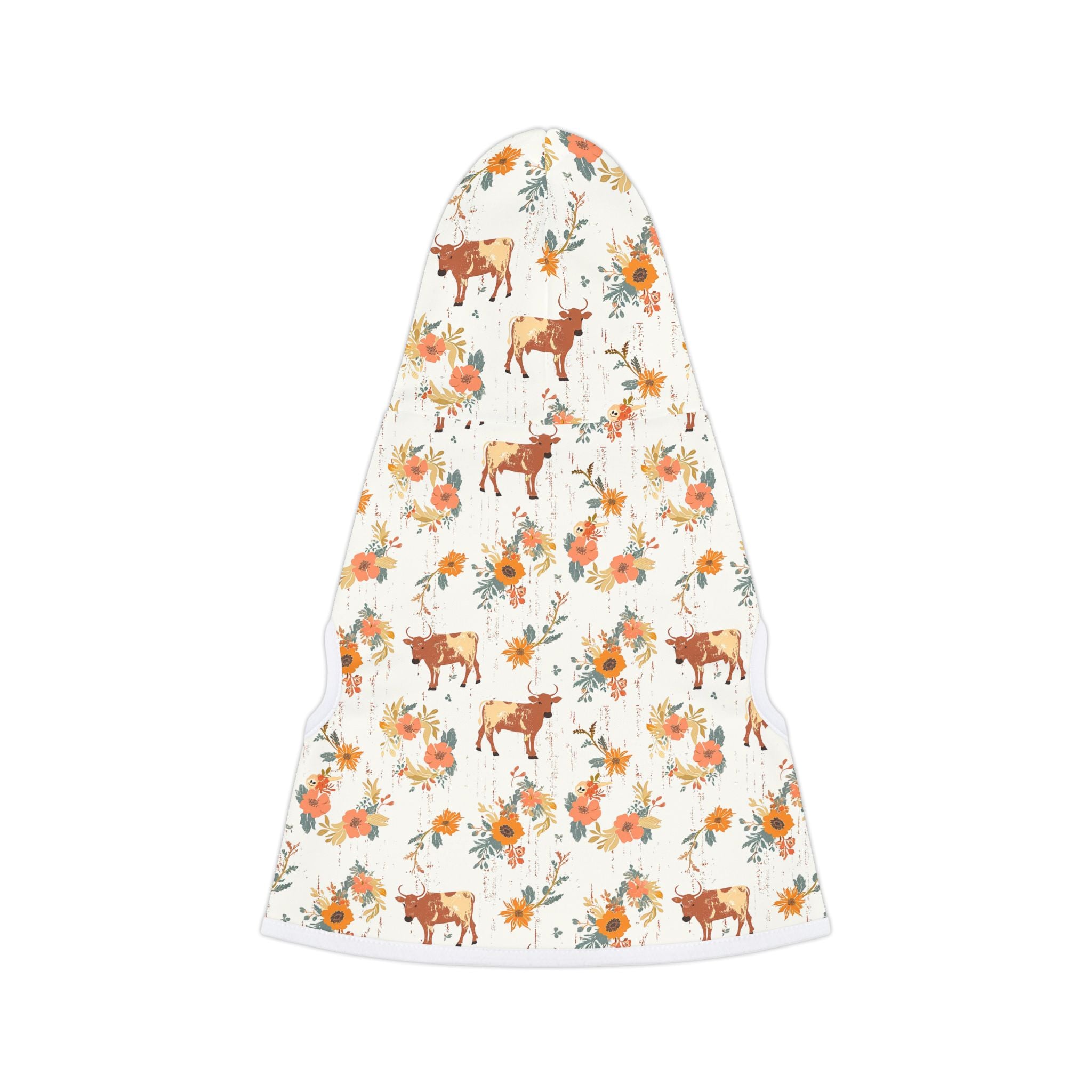 Floral Cow Pet Hoodie | Farmhouse Cattle Dog Hoodie | Cottagecore Farm Animal Pet Sweater | Rustic Cow Print Puppy Hoodie | Country Homestead Pet Apparel | Cozy Farm Life Dog Outfit