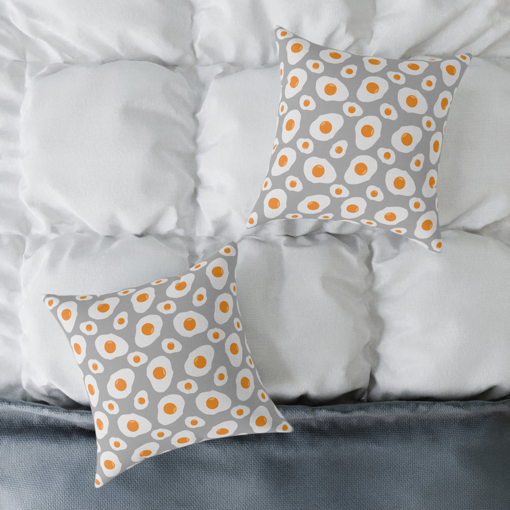 Funny Fried Egg Throw Pillow | Farmhouse Kitchen Decor Cushion | Breakfast Lover Accent Pillow | Cute Foodie Home Decor | Gumpert Homestead