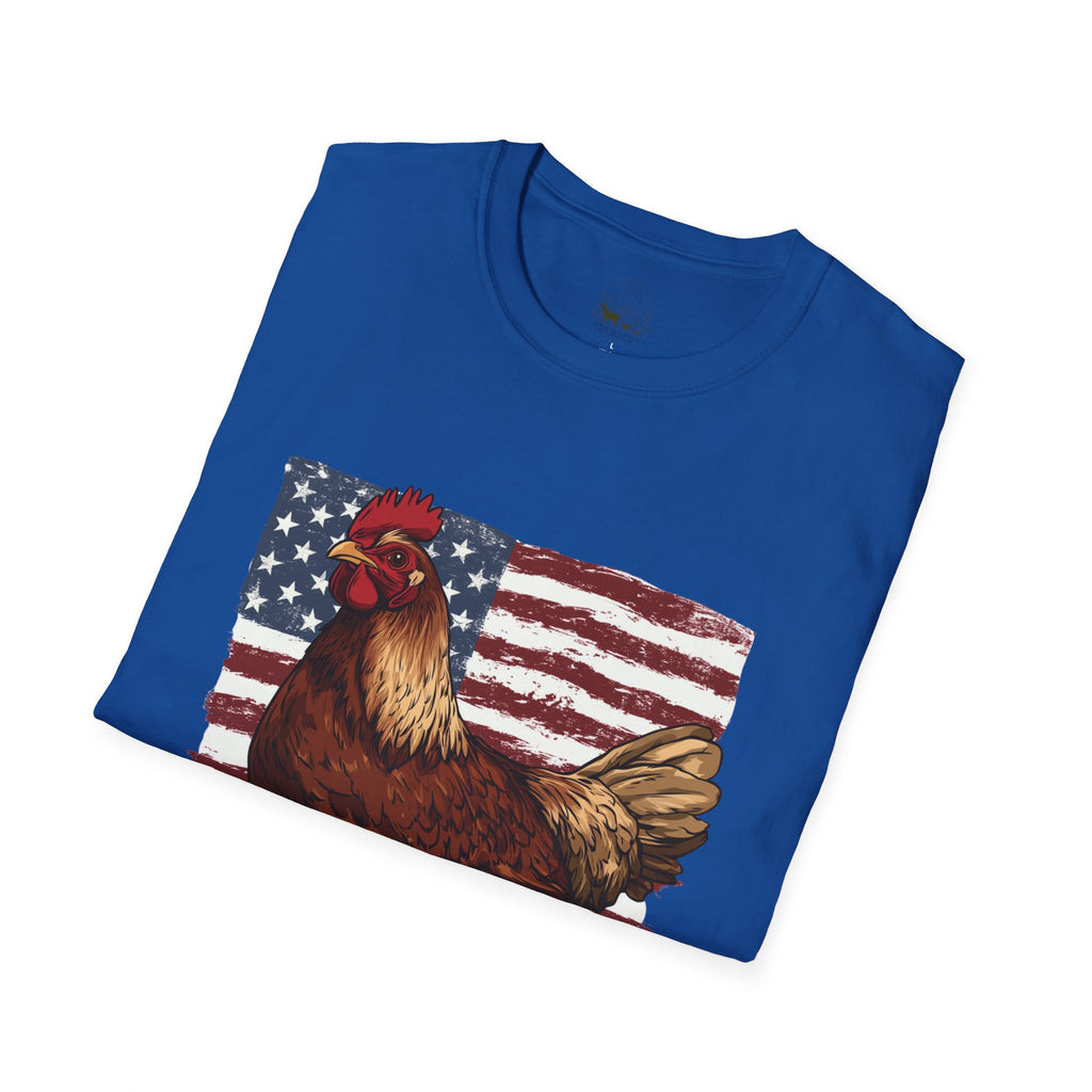 American Flag Chickens T-Shirt – American Flag Hen Shirt, Farm Life Tee, 4th of July Chicken Shirt, Backyard Chicken Keeper Gift, Homestead Farm Apparel