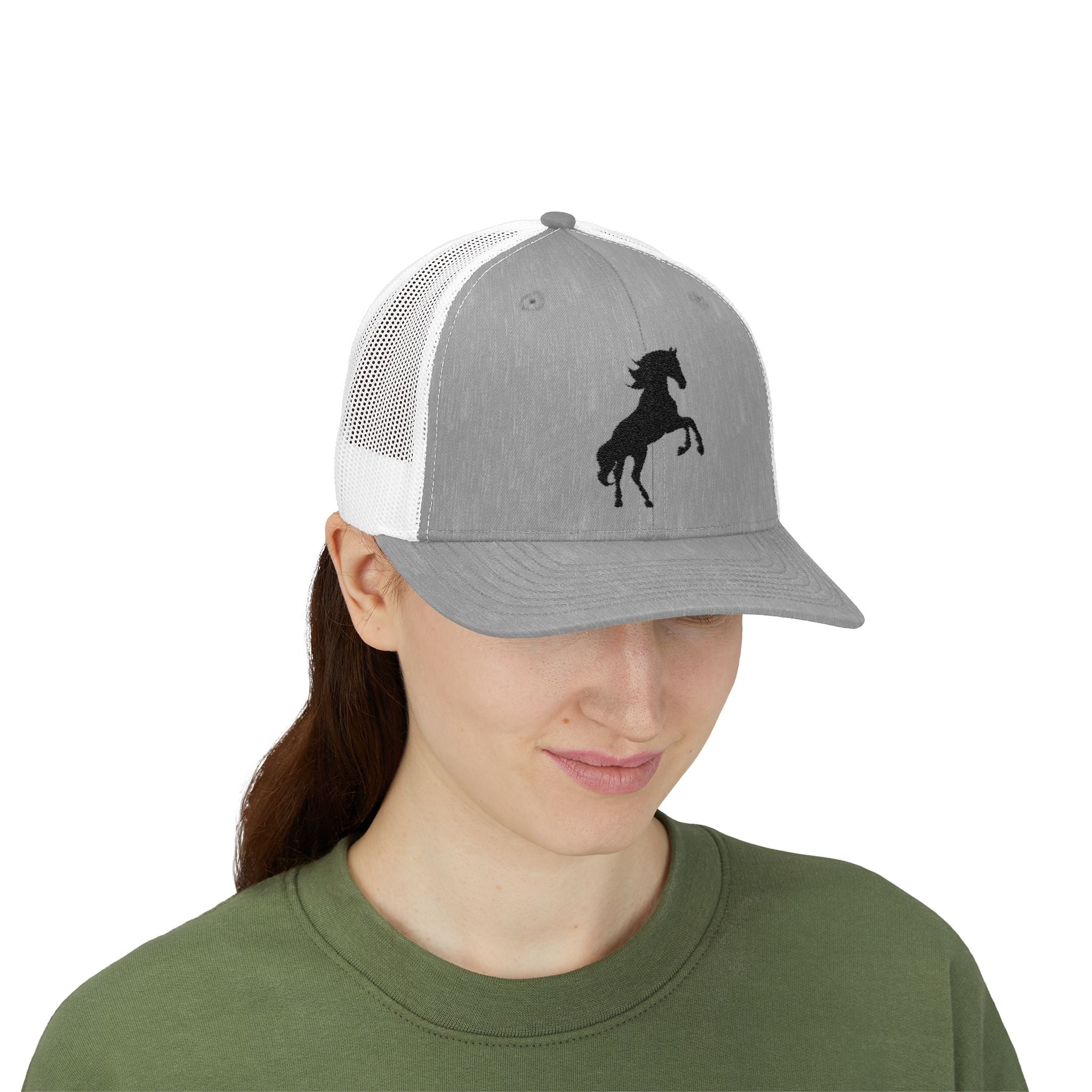 Rearing Horse Trucker Hat | Western Equestrian Mesh Snapback Cap | Rustic Ranch Horse Lover Hat | Farm Life Country Cowboy Cap