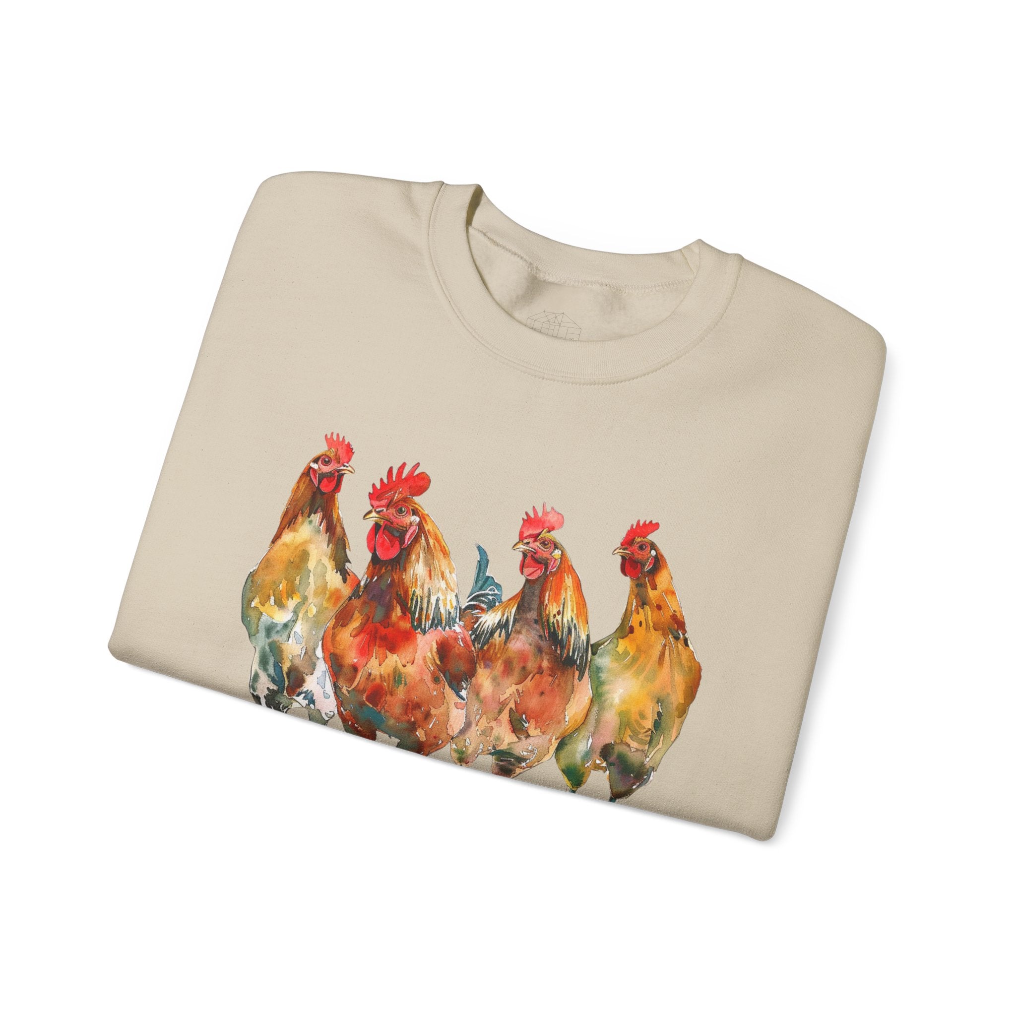 Chicken Flock Sweatshirt – Farmhouse Hen Lineup Crewneck, Cozy Homestead Chicken Mom Pullover, Unisex Gildan 18000
