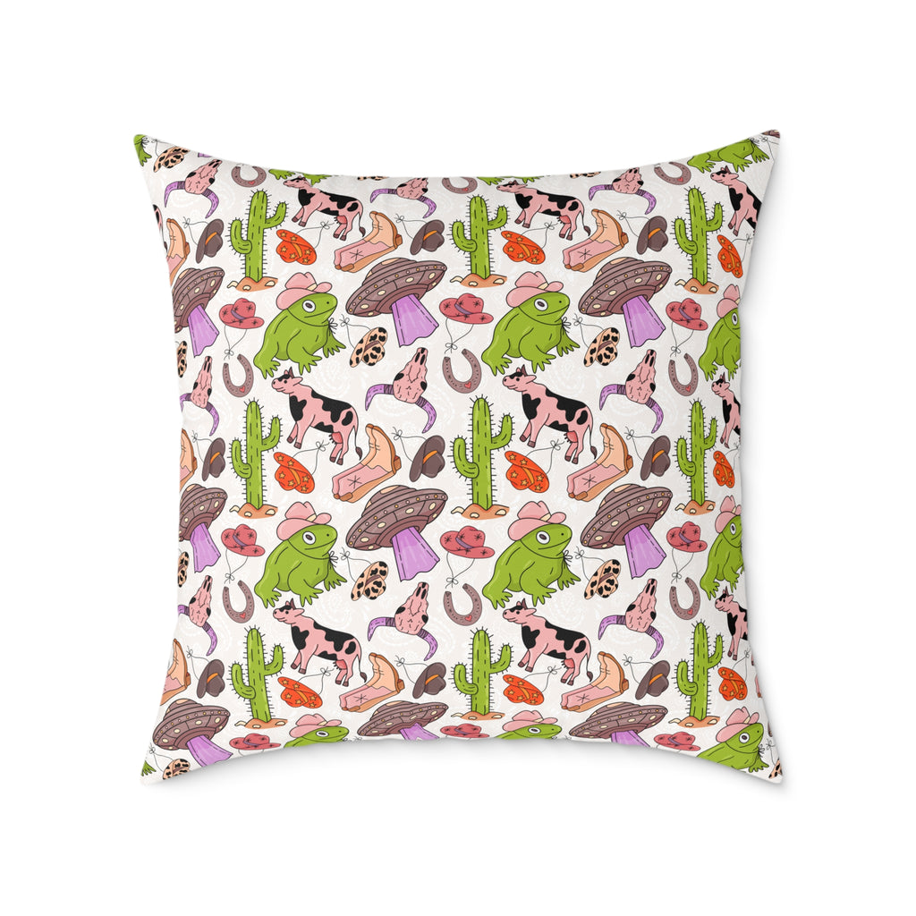 Pink Western Throw Pillow | Cowgirl Farmhouse Decor Pillow | Funky Western Accent Cushion | Gumpert Homestead