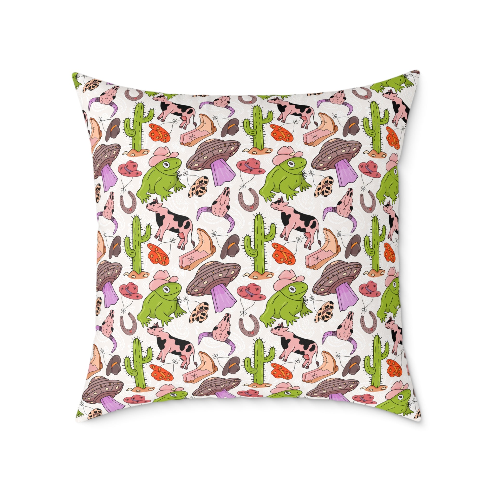 Pink Western Throw Pillow | Cowgirl Farmhouse Decor Pillow | Funky Western Accent Cushion | Gumpert Homestead