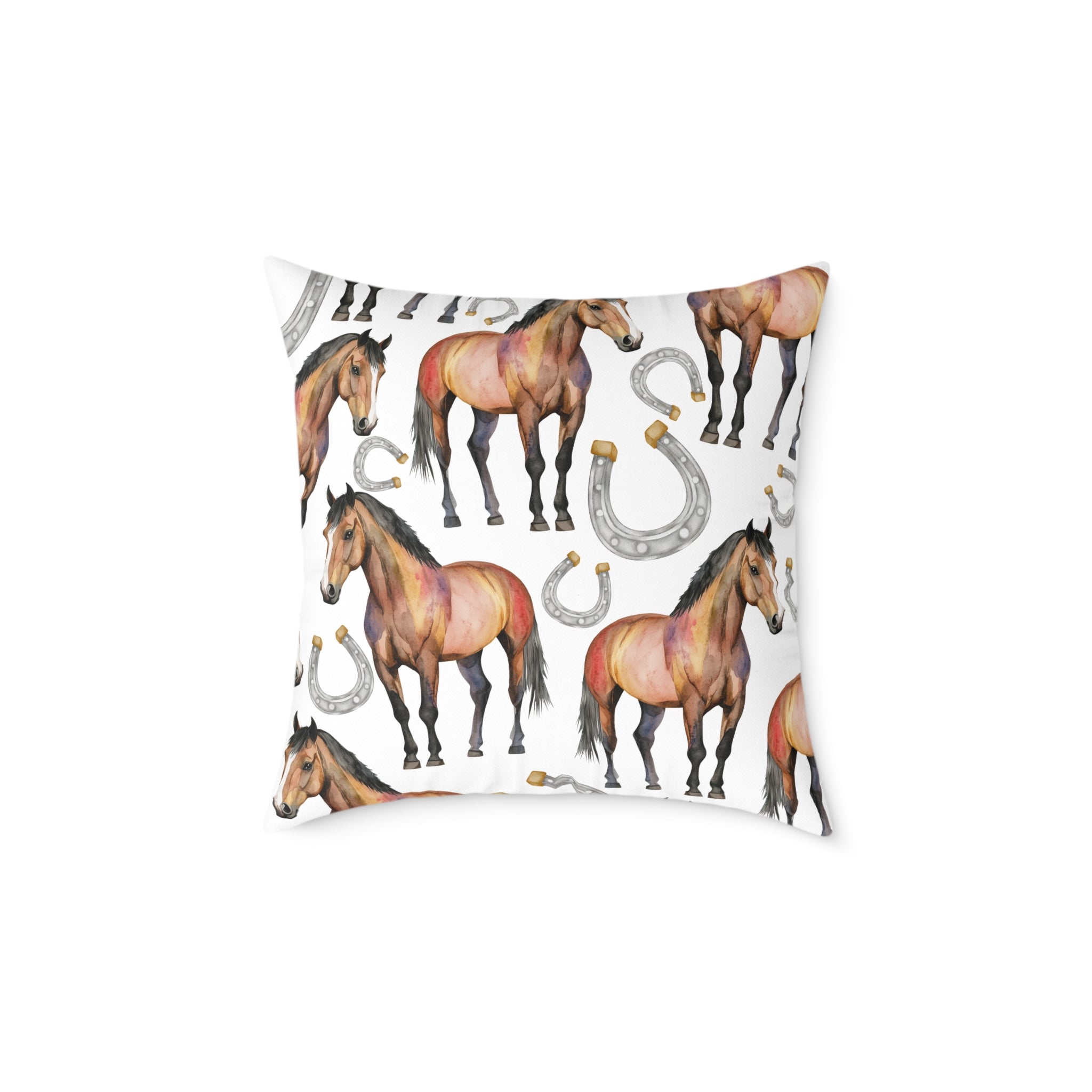 Watercolor Horse Throw Pillow | Equestrian Accent Pillow | Farmhouse Horse Decor Cushion | Rustic Western Horse Home Decor | Gumpert Homestead