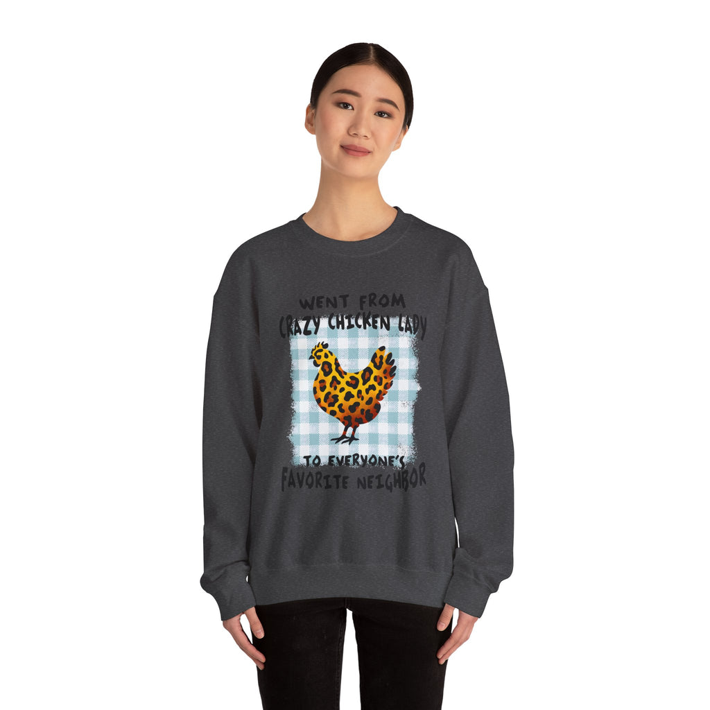 Went From Crazy Chicken Lady Sweatshirt – Funny Chicken Mom Crewneck, Farmhouse Homestead Neighbor Gift Pullover
