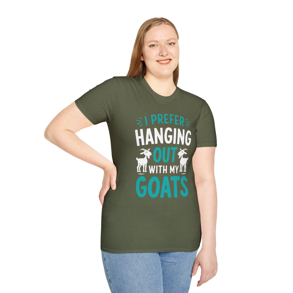 I Prefer Hanging Out With My Goats Funny Unisex T-Shirt | Goat Lover Farm Life Tee