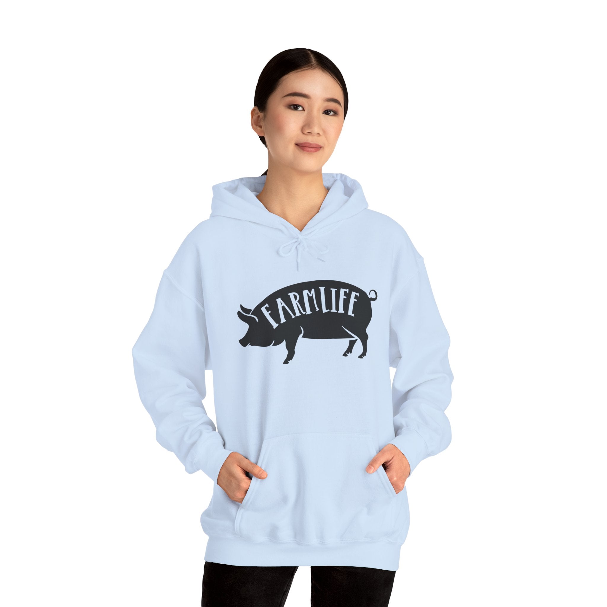 Farmhouse Pig Silhouette Hoodie – Farm Life Sweatshirt, Pig Lover Pullover, Homestead Hoodie, Mini Pig Apparel, Farm Animal Hoodie, Country Living Unisex Hoodie
