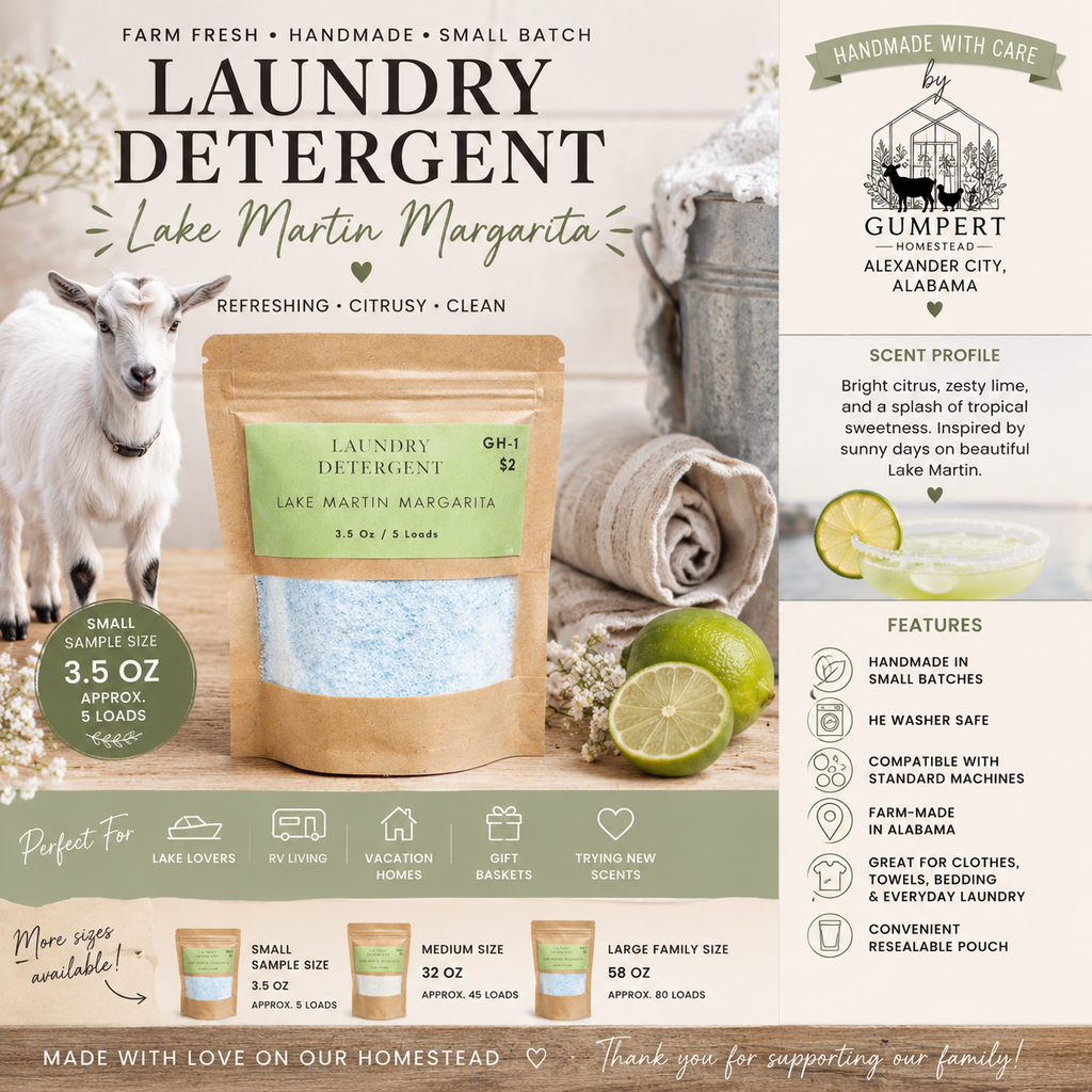 Lake Martin Margarita Handmade Laundry Detergent | Citrus Lime Laundry Powder HE Washer Safe | Available in 3 Sizes