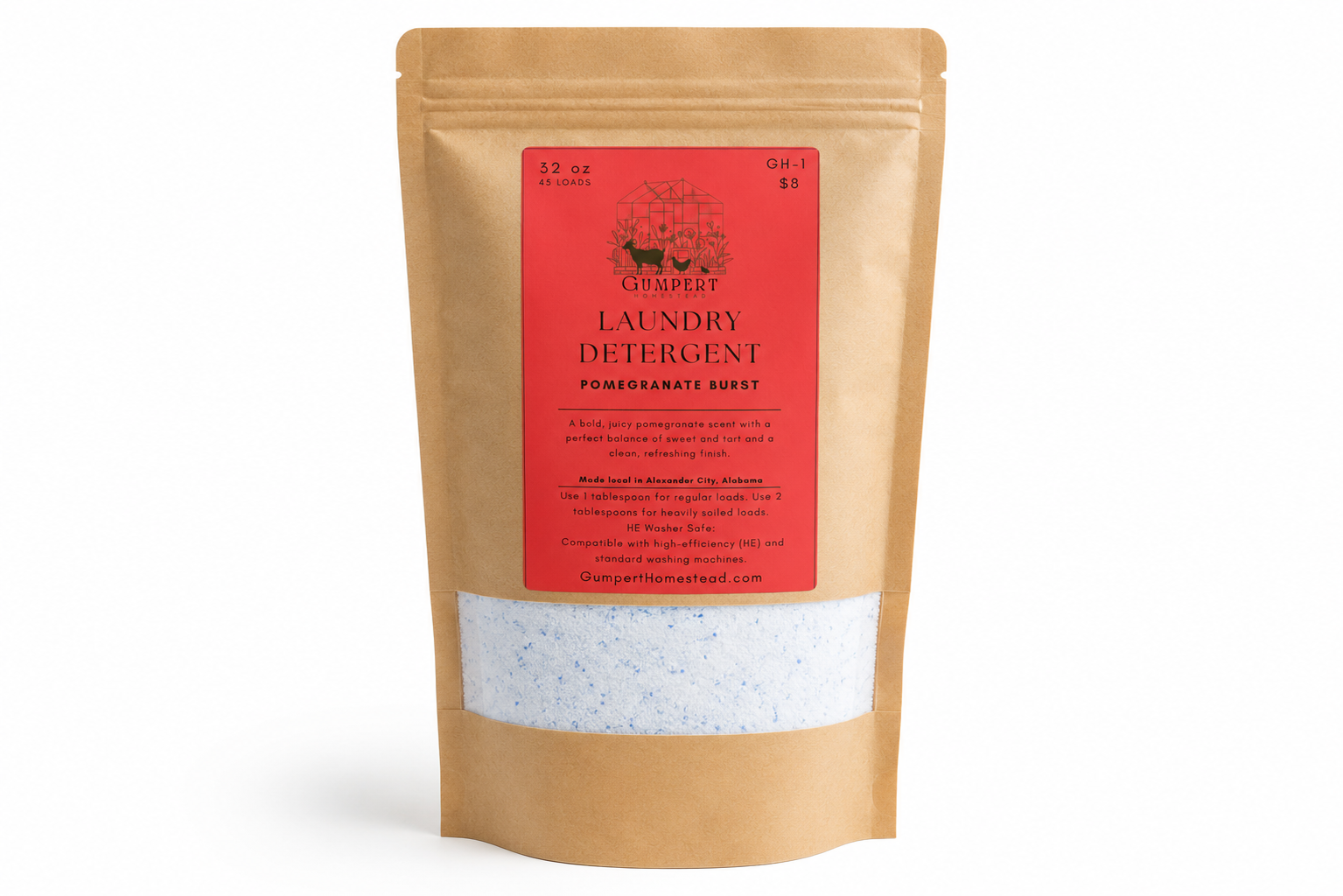 Pomegranate Burst Handmade Laundry Detergent | Fruit Scent Laundry Powder | HE Washer Safe | Available in 3 Sizes