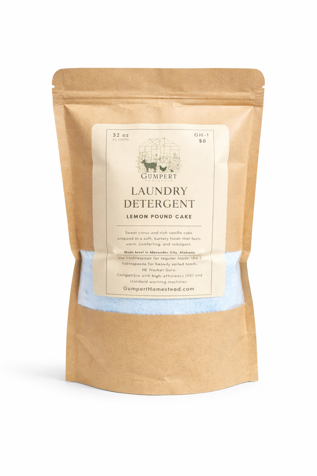 Lemon Pound Cake Laundry Detergent | Farmhouse Handmade Powder Soap | HE Safe | Natural Fresh Citrus Vanilla Scent | Gumpert Homestead