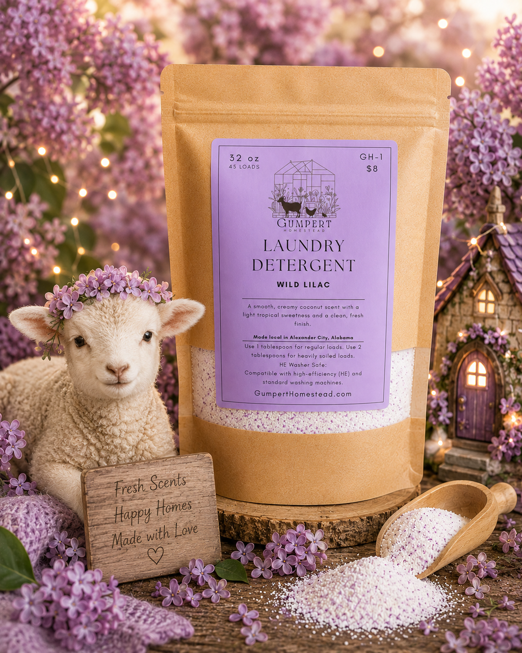 Wild Lilac Handmade Laundry Detergent | Fresh Floral Farm-Made Laundry Powder | HE Washer Safe | Available in 3 Sizes